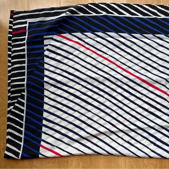 Parisian Inspired Rectangle Fashion Scarf, Women’s Purse Scarf, Blue/White/Red - Picture 6 of 13